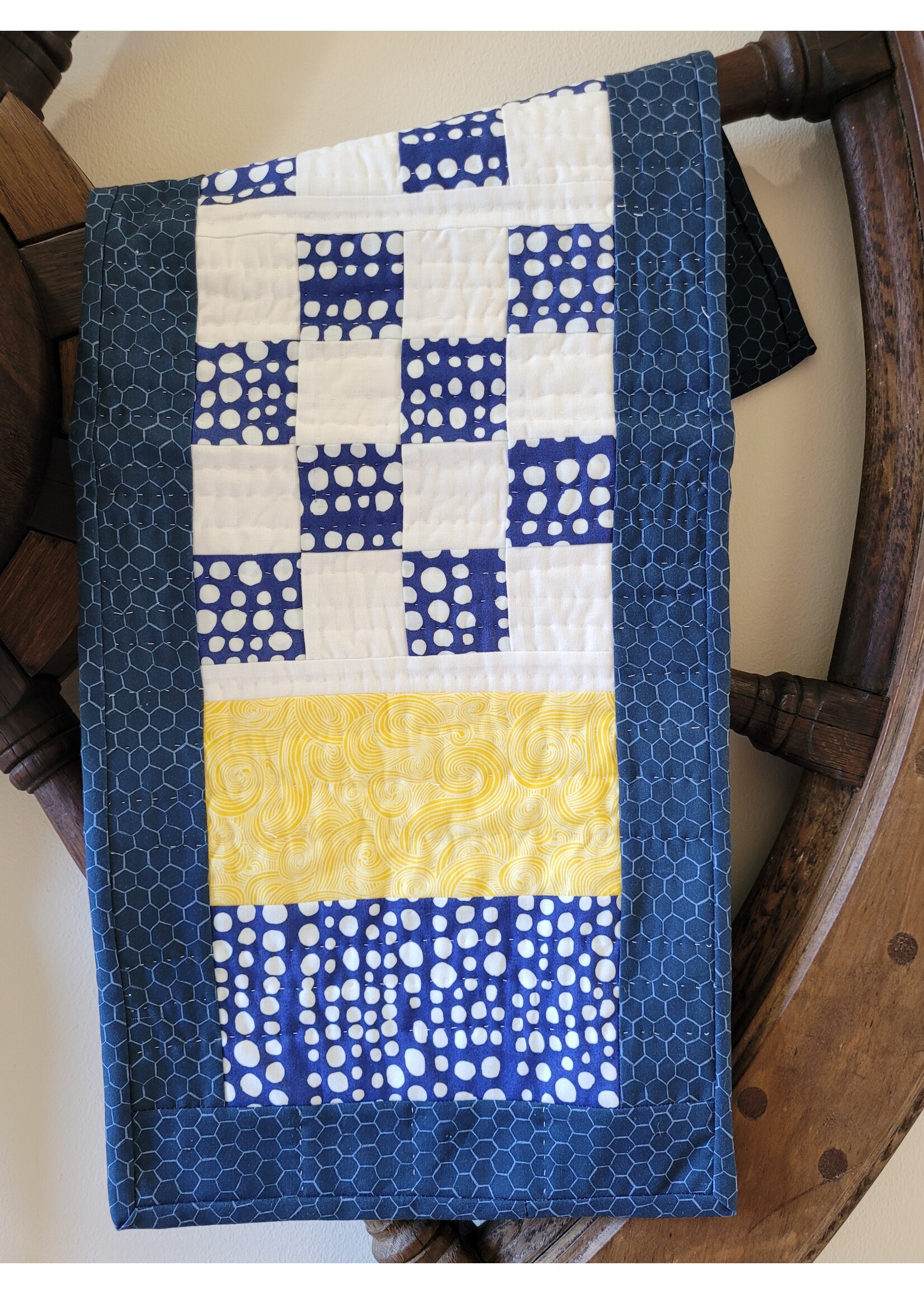 Blue Nose Creative Quilted Runner 12" x 28" Big Stitch quilting