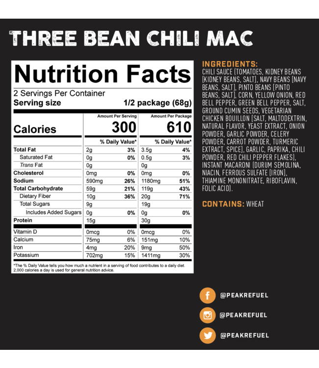 Peak Refuel- Three Bean Chili Mac (v)
