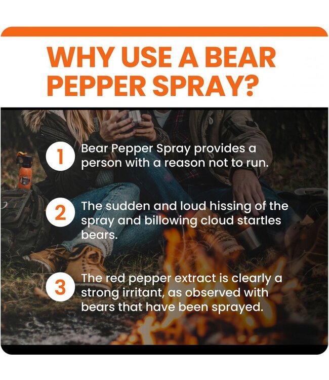 7.9oz-225g Safety Orange Bear Pepper Spray w/ Griz Guard Holster