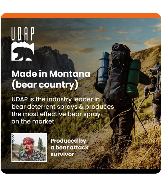 7.9oz-225g Safety Orange Bear Pepper Spray w/ Griz Guard Holster