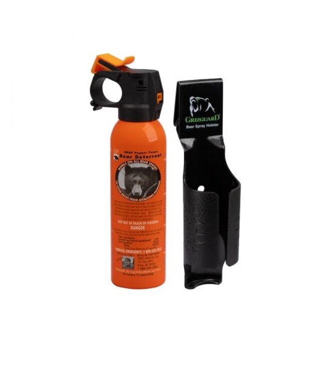 7.9oz-225g Safety Orange Bear Pepper Spray w/ Griz Guard Holster