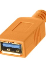 Tether Tools TetherPro USB-C to USB Female Adapter (extender), 15' (4.6m), High-Visibility Orange