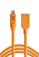 Tether Tools TetherPro USB-C to USB Female Adapter (extender), 15' (4.6m), High-Visibility Orange
