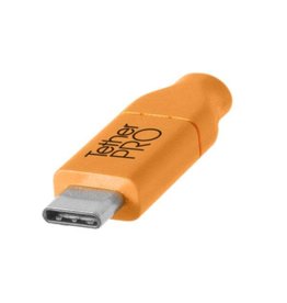 Tether Tools TetherPro USB-C to 2.0 Mini-B 5-Pin, 15' (4.6m), High-Visibility Orange