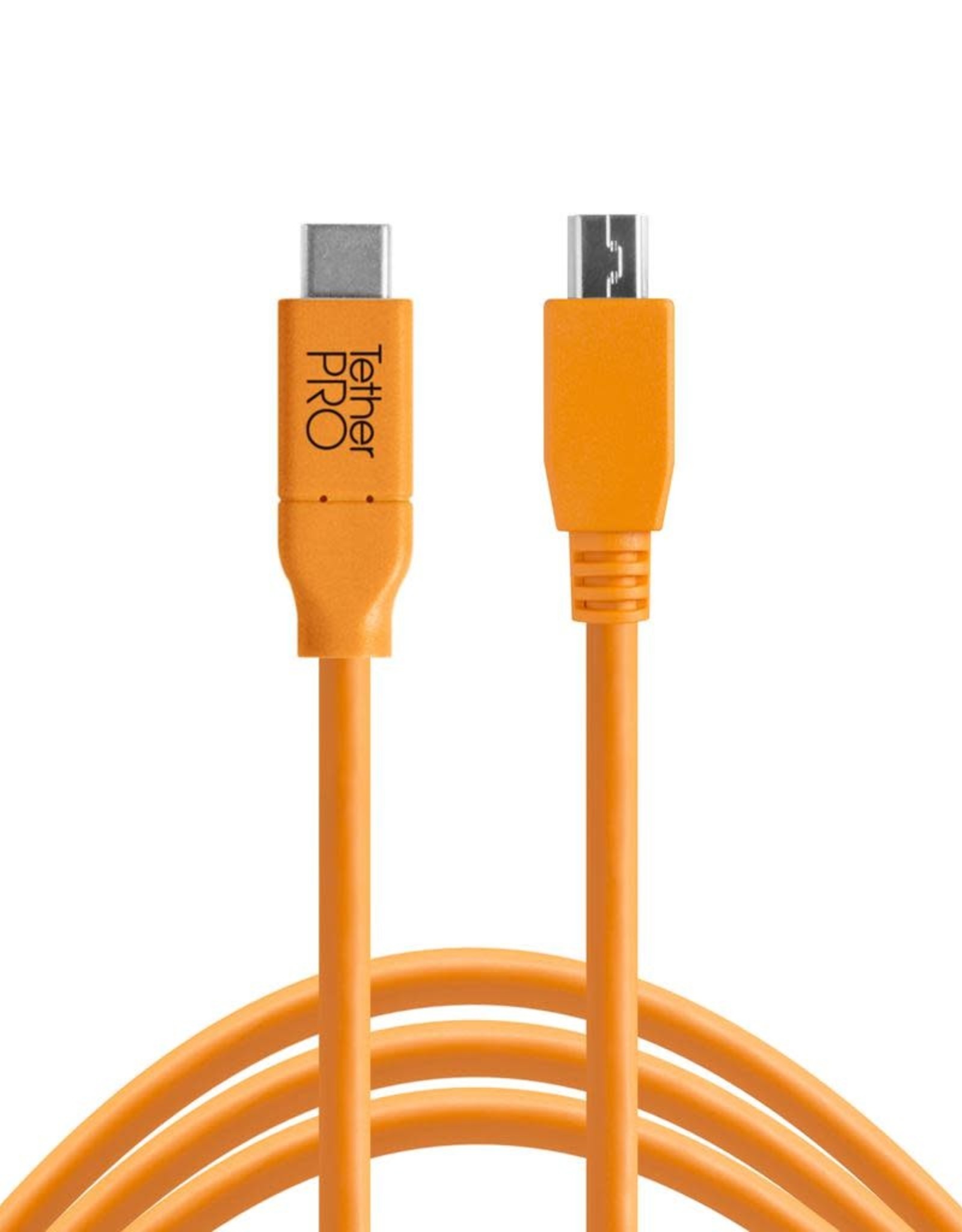 Tether Tools TetherPro USB-C to 2.0 Mini-B 5-Pin, 15' (4.6m), High-Visibility Orange