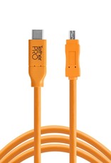 Tether Tools Tether Tools TetherPro USB-C to 2.0 Mini-B 8-Pin, 15' (4.6m), High-Visibility Orange