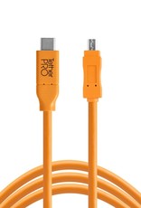 Tether Tools TetherPro USB-C to 2.0 Mini-B 8-Pin, 15' (4.6m), High-Visibility Orange