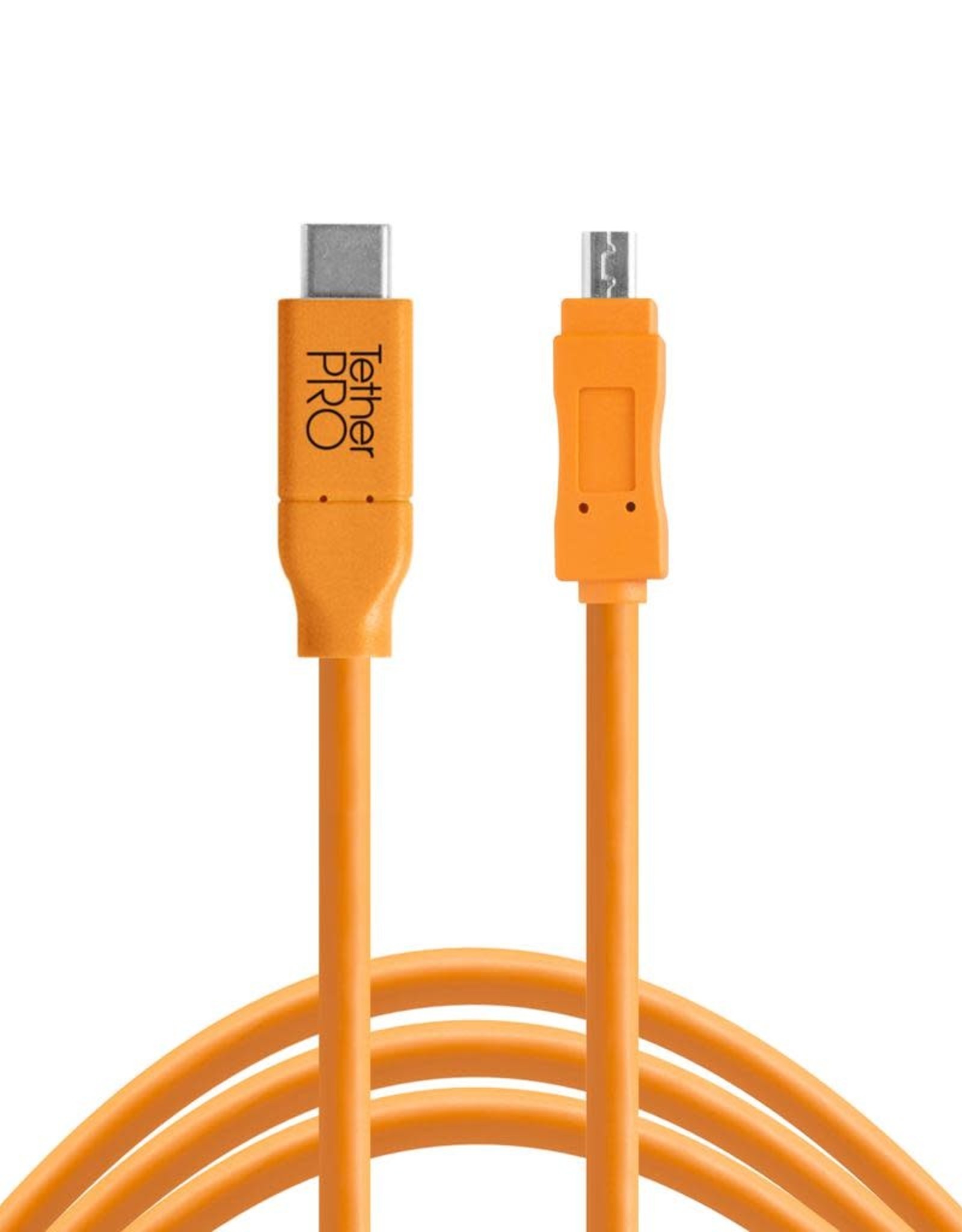 Tether Tools TetherPro USB-C to 2.0 Mini-B 8-Pin, 15' (4.6m), High-Visibility Orange