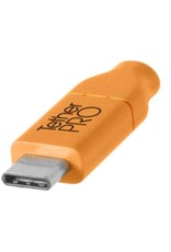 Tether Tools Tether Tools TetherPro USB-C to 2.0 Mini-B 8-Pin, 15' (4.6m), High-Visibility Orange