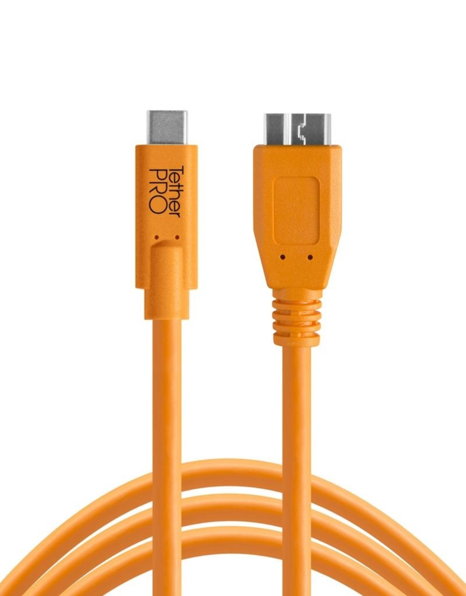 Tether Tools Tether Tools TetherPro USB-C to 3.0 Micro-B, 15' (4.6m), High-Visibility Orange