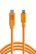 Tether Tools TetherPro USB-C to 2.0 Micro-B 5-Pin, 15' (4.6m), High-Visibility Orange