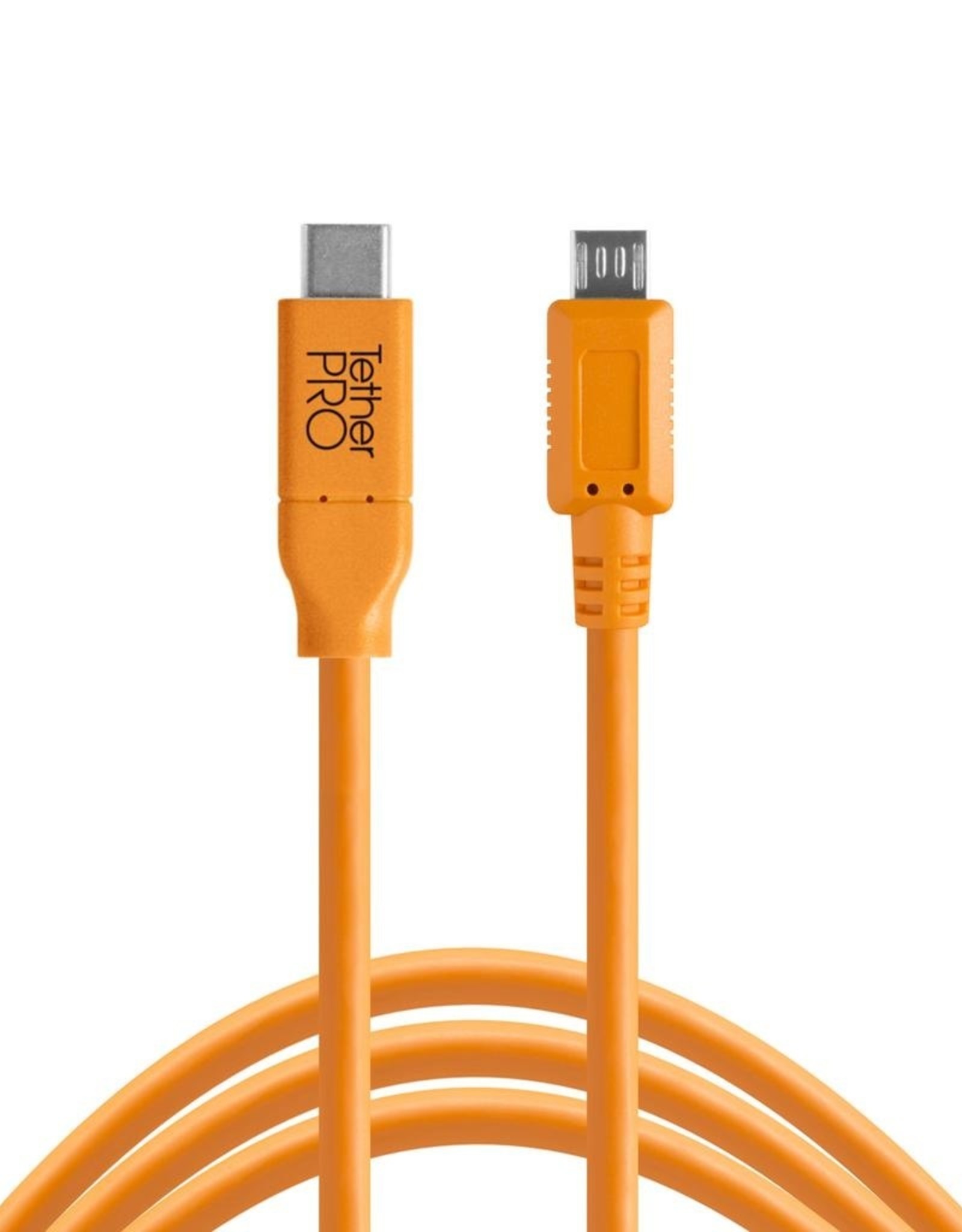 Tether Tools TetherPro USB-C to 2.0 Micro-B 5-Pin, 15' (4.6m), High-Visibility Orange