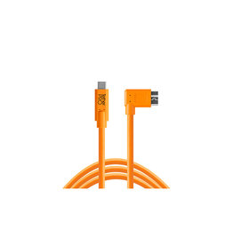 Tether Tools TetherPro USB-C to 3.0 Micro-B Right Angle, 15' (4.6m), High-Visibility Orange