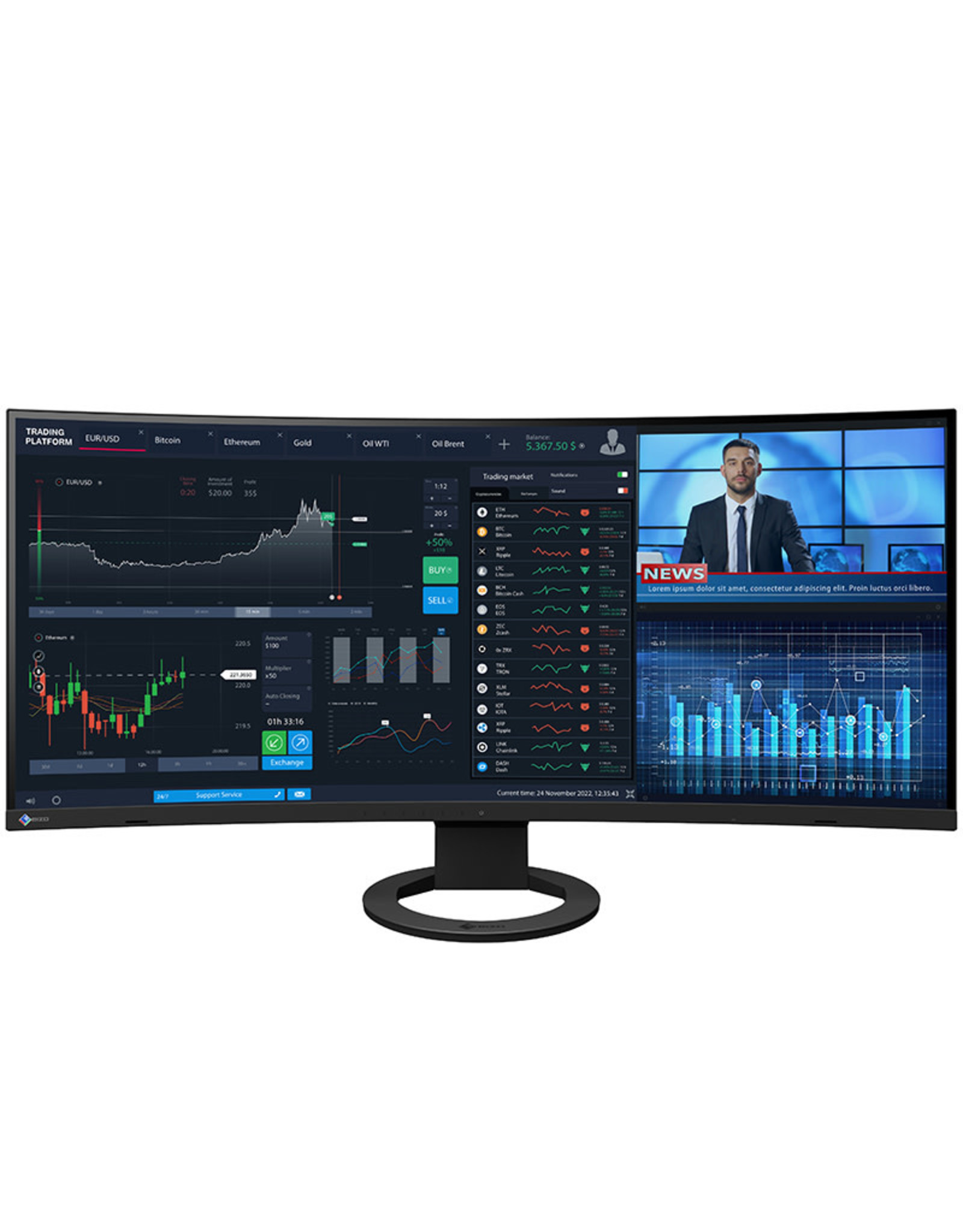 Eizo Eizo FlexScan series EV3895 Ultra-Slim Frame Design, 37.5" Ultra-Wide Curved Screen TFT IPS LCD