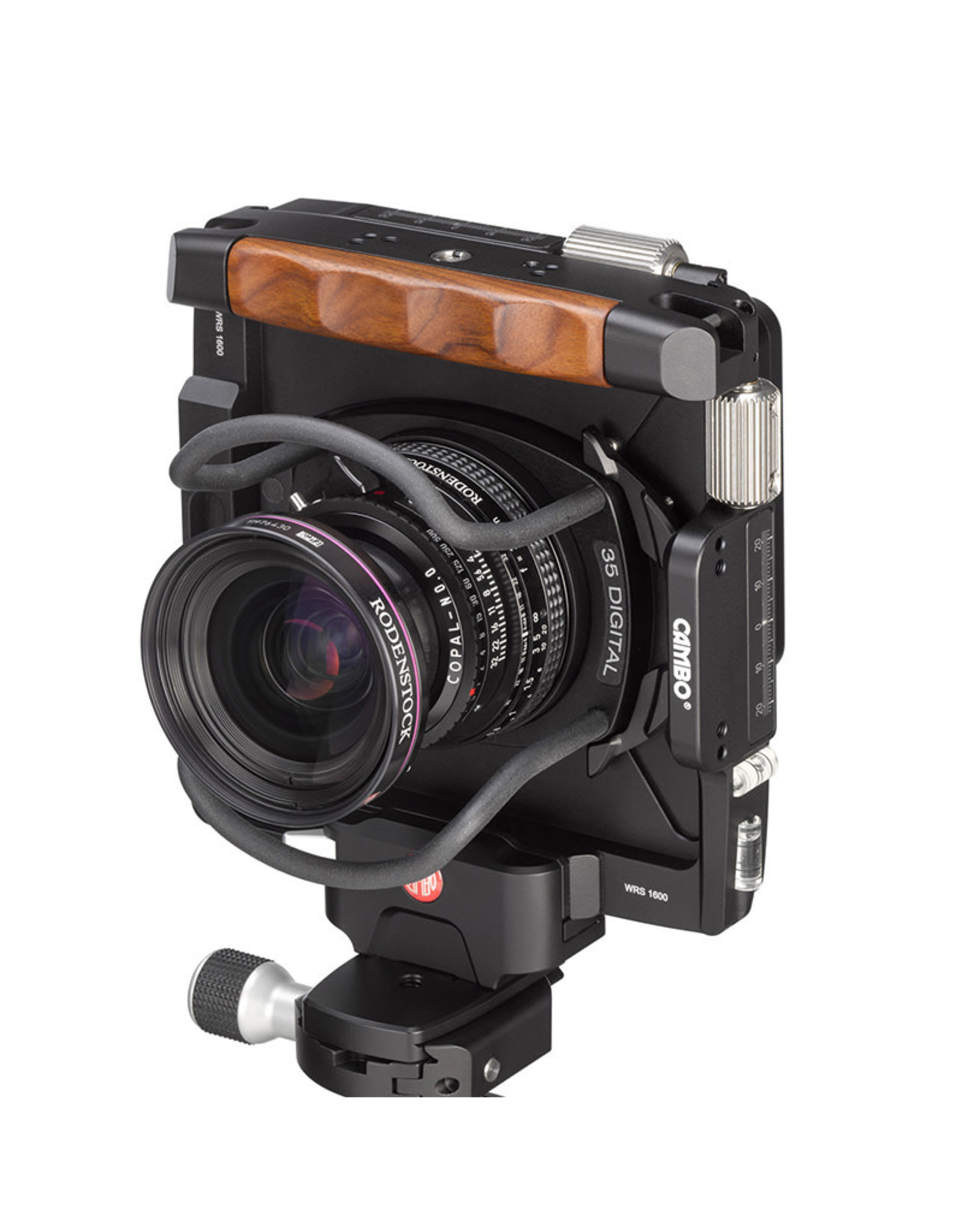 Cambo WRS-1600 Wide RS-Body Rotating, with double rear shift (20/20 - 20/20 mm).  Includes softcase, 1 palissander handgrip, cable release, 3 spirit levels, Arca mounting base  and LED light