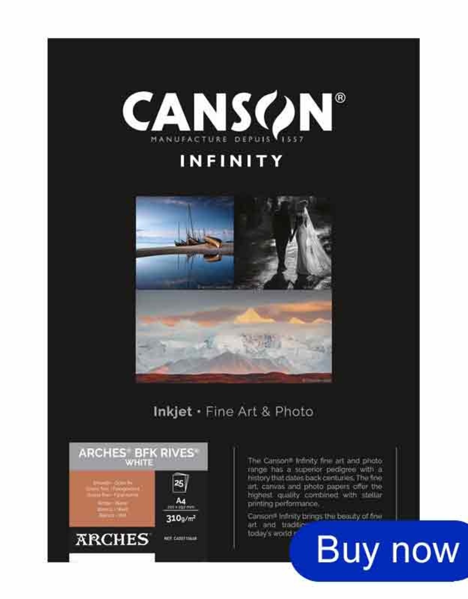 Canson Canson Infinity Arches BFK Rives Pure White 310gsm Paper (sheets)
