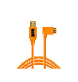 Tether Tools TetherPro USB 3.0 to Micro-B Right Angle, 15' (4.6m), High-Visibility Orange