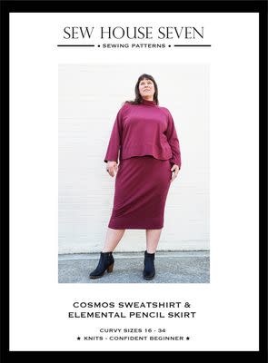 Sew House Seven SALE Sew House Seven Cosmos Sweatshirt and Elemental Skirt Pattern Curvy Fit Sizes 16-34