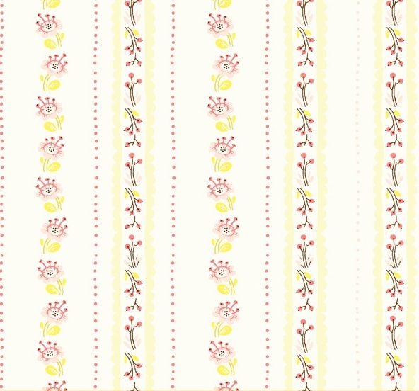 Windham Fabrics West Hills by Heather Ross Floral Stripe in Ivory