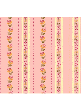 Windham Fabrics SALE West Hills by Heather Ross Floral Stripe in Pink