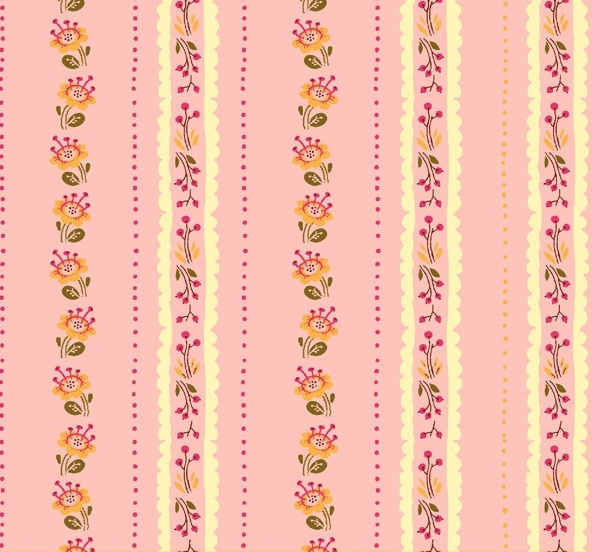 Windham Fabrics West Hills by Heather Ross Floral Stripe in Pink