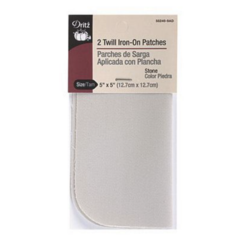 Dritz Twill Iron-On Patches Stone 2ct