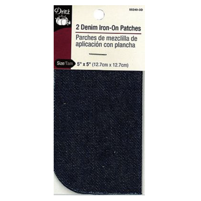 Dritz Dark Blue Denim Iron-On Patches 2ct