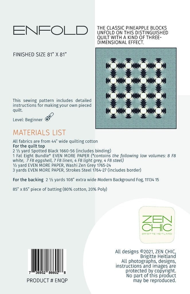 Zen Chic SALE Zen Chic Enfold Quilt Pattern