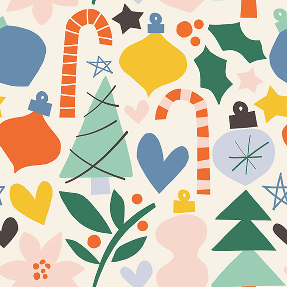 PBS Fabrics Christmas Holiday Icons - Multi