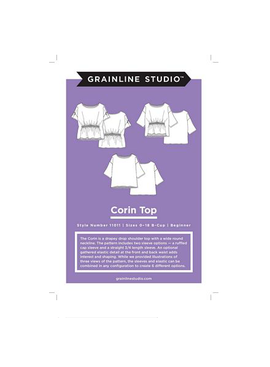 Grainline Studio Grainline Corin Top Pattern Sz 0-18
