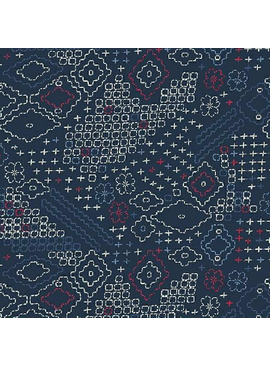 Windham Fabrics Indigo Stitches Sashiko Sampler Navy