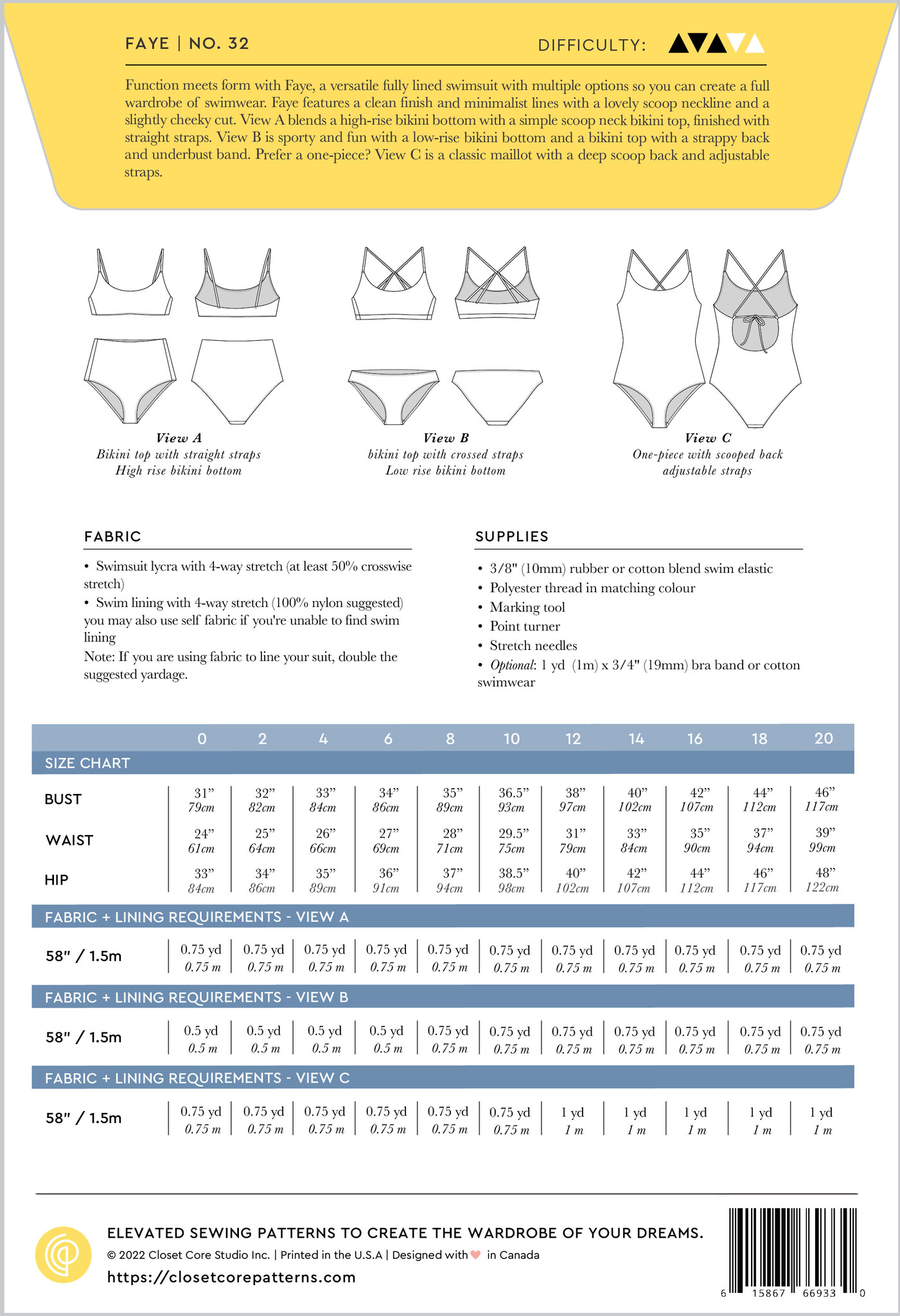 Closet Core Patterns Closet Core Patterns Faye Swimsuit