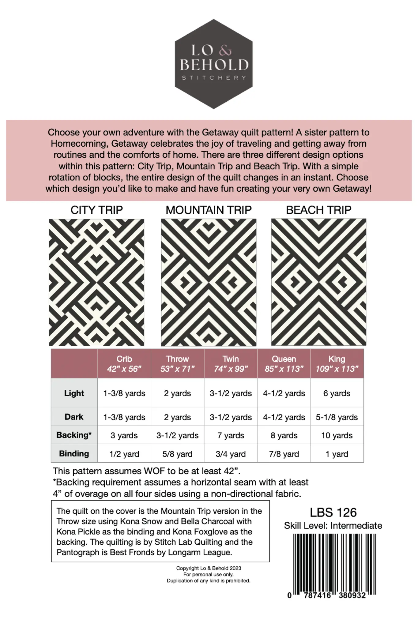 Lo & Behold Stitchery SALE Lo & Behold Stitchery Getaway Quilting Pattern