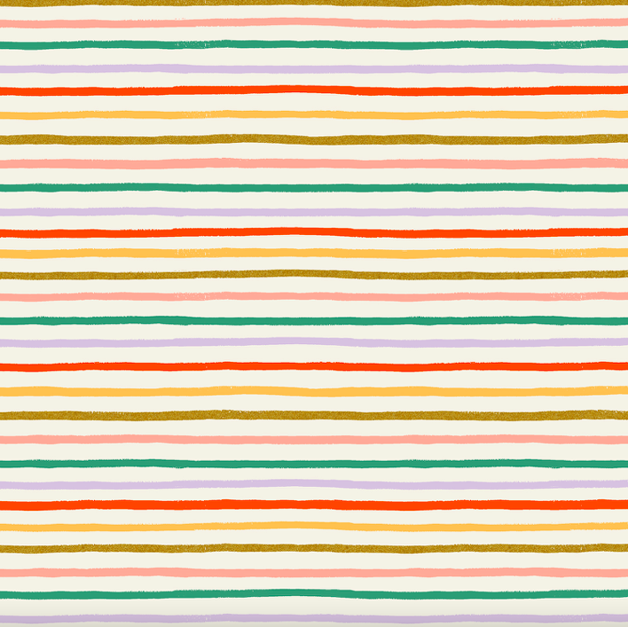 Cotton + Steel Festive Stripe by Rifle Paper Co. Cream Multi Metallic