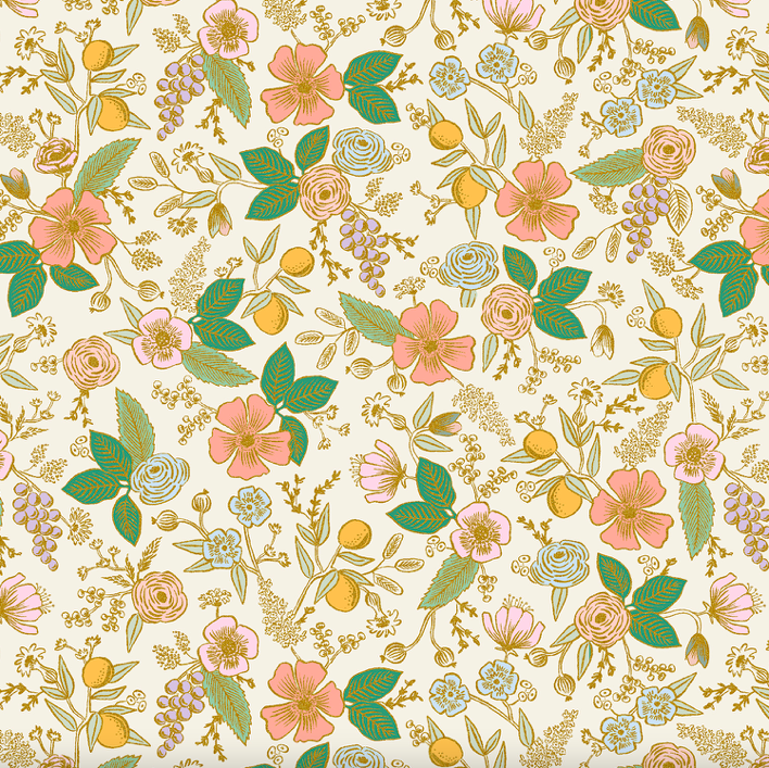 Cotton + Steel Orchard by Rifle Paper Co. Colette Cream Metallic