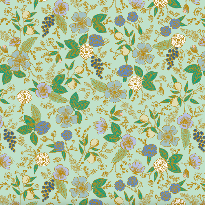 Cotton + Steel Orchard by Rifle Paper Co. Colette Mint Metallic