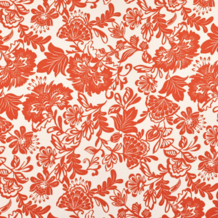 Fabric Godmother Janaina Blooming Flower Viscose Crepe Orange