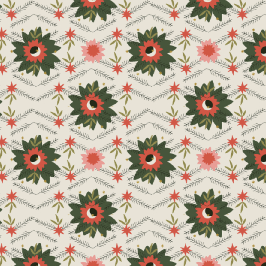 Cotton + Steel SALE Tinsel on the Trail Poinsettia