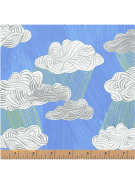 Windham Fabrics SALE Happy by Carrie Bloomston Silver Lining Cornflower