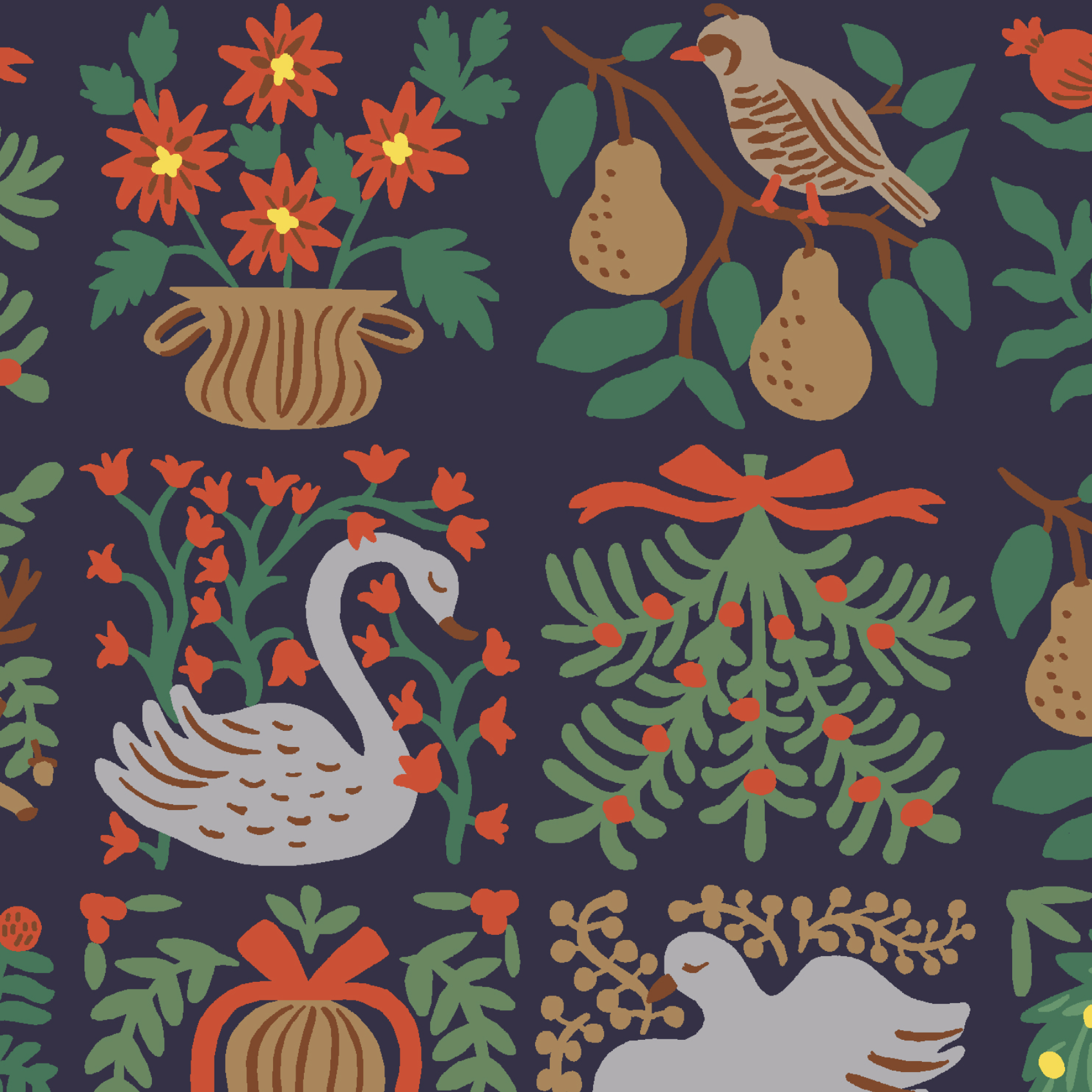 Rifle Paper Co Holiday Classics  Holiday Tapestry  Navy