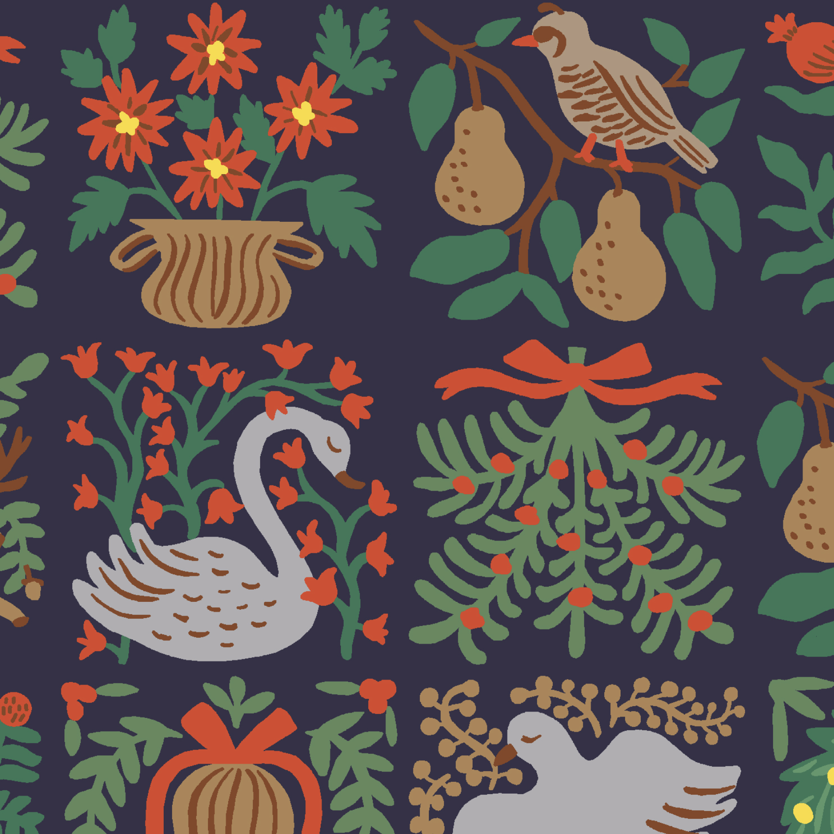 Rifle Paper Co SALE Holiday Classics  Holiday Tapestry  Navy