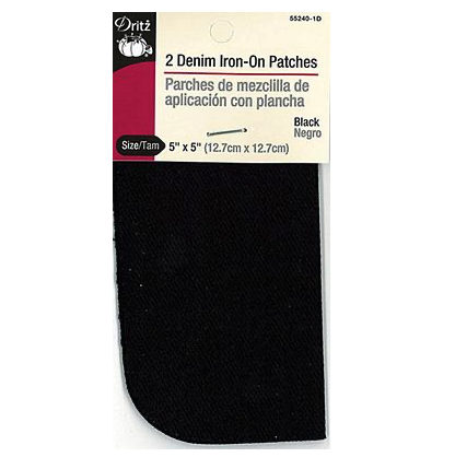 Dritz Denim Iron-On Black Patches 2ct