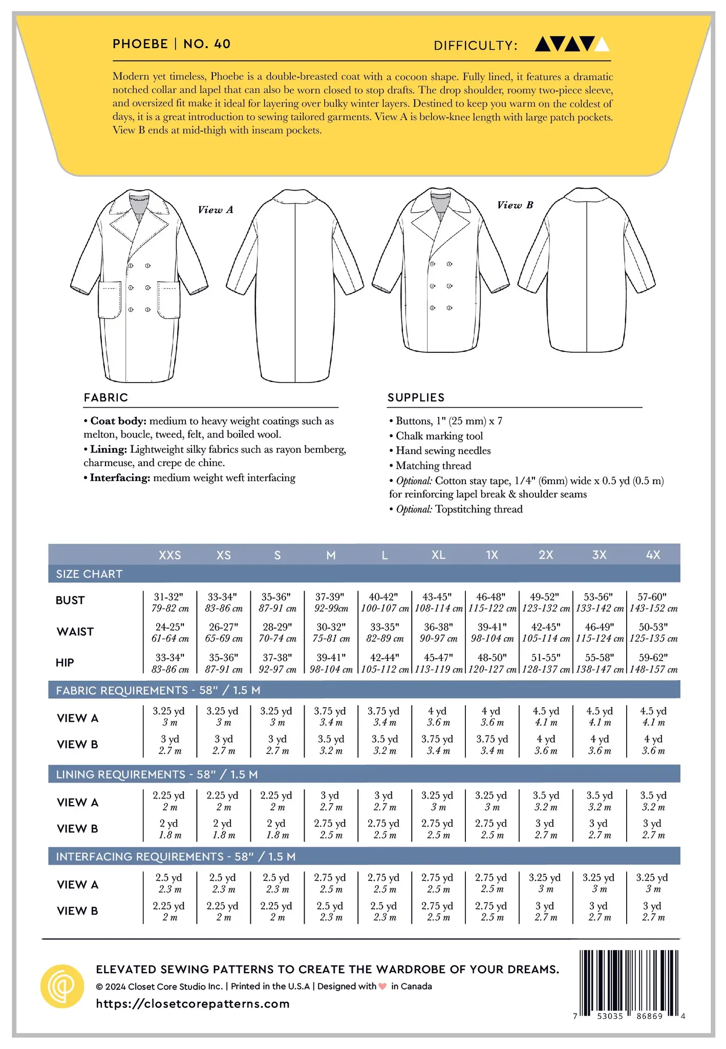 Closet Core Patterns Closet Core Patterns Phoebe Coat