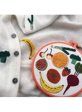 Wren Bird Arts Fruits and Vegetables Embroidery Transfers