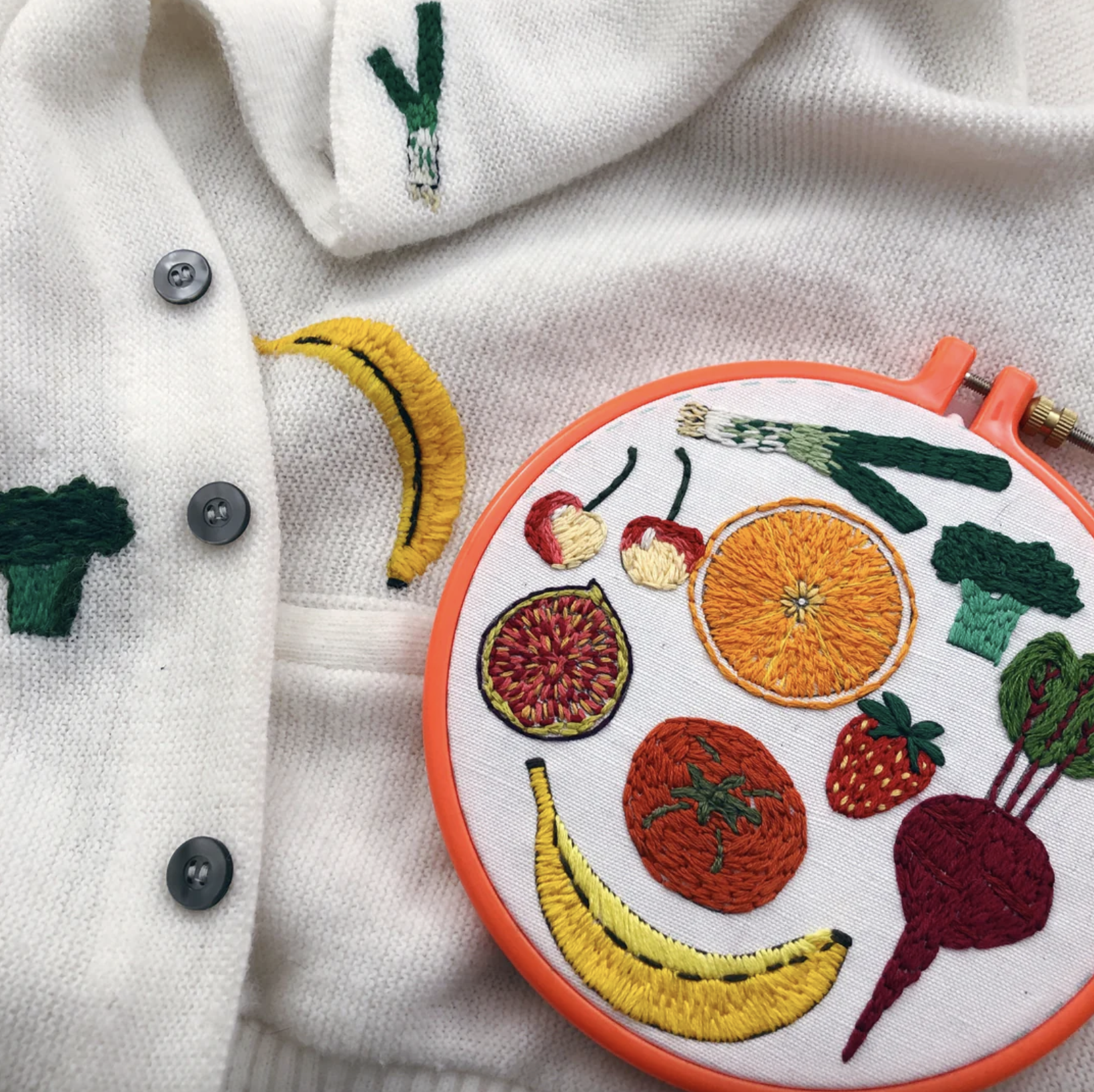Wren Bird Arts Fruits and Vegetables Embroidery Transfers