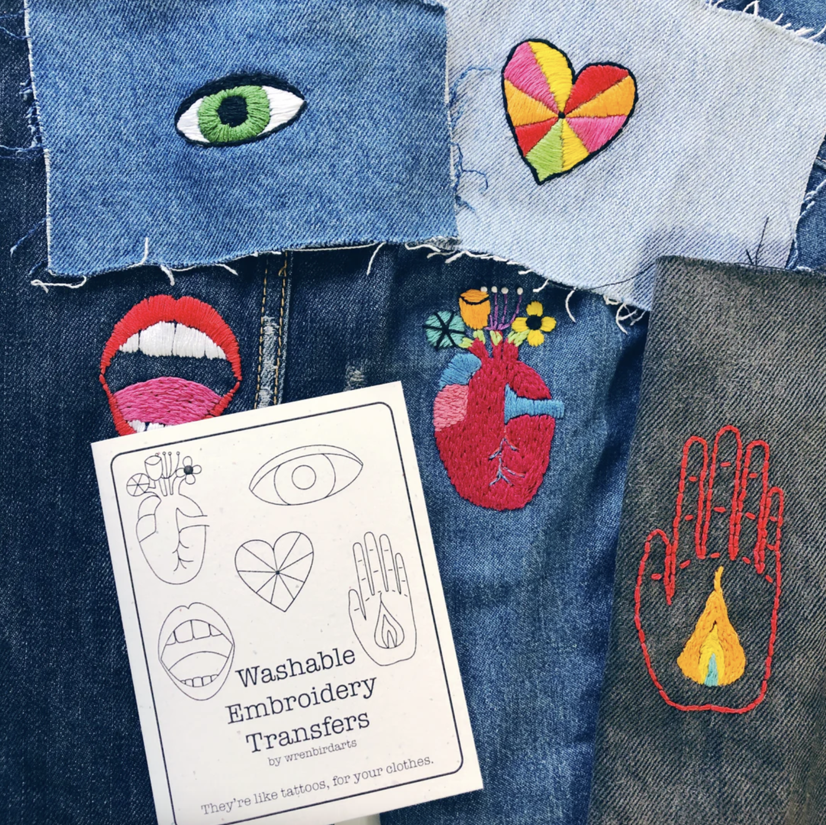 Wren Bird Arts Hands and Hearts Embroidery Transfers