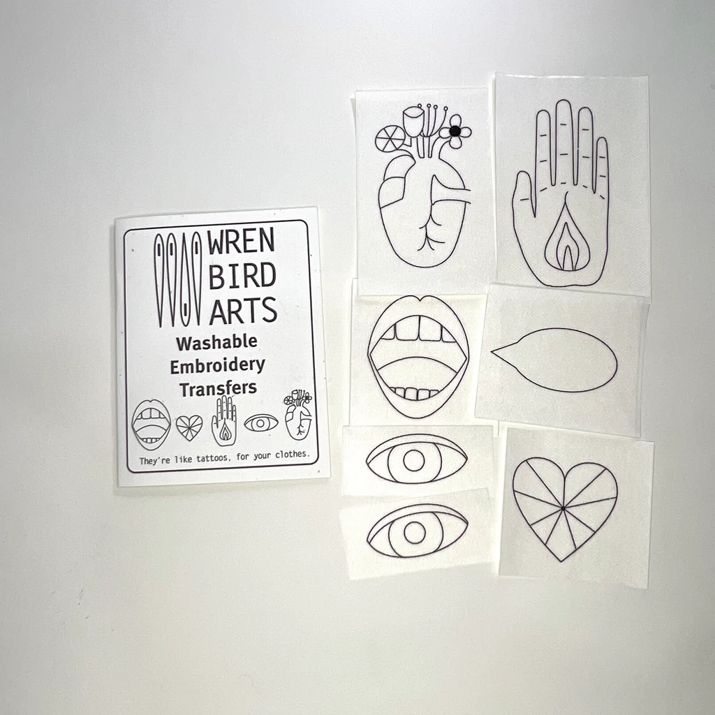 Wren Bird Arts Hands and Hearts Embroidery Transfers