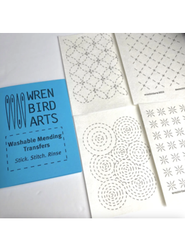 Wren Bird Arts Mending Embroidery Transfers #1 Blue
