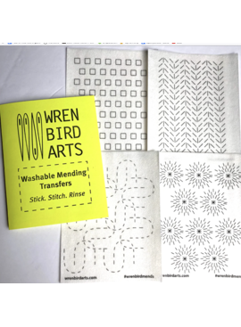 Wren Bird Arts Mending Embroidery Transfers #1 Yellow
