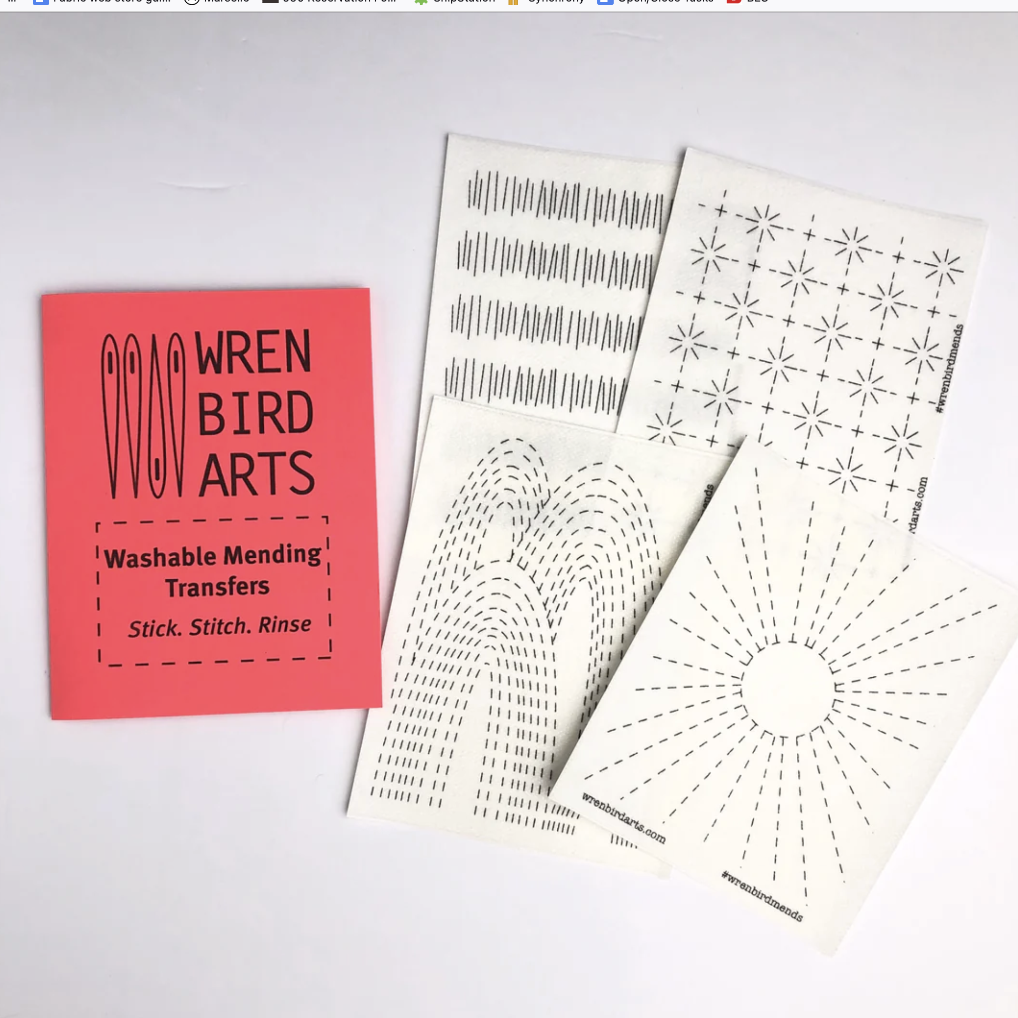 Wren Bird Arts Copy of Mending Embroidery Transfers #1 Yellow